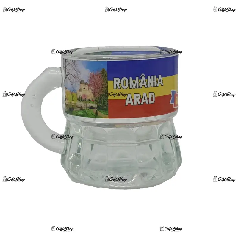 Arad romania, set 6 pahare pentru lichior/snaps realizat din sticla